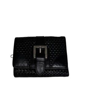 Etienne Aigner Black Leather Intrecciato Design Women's Wallet